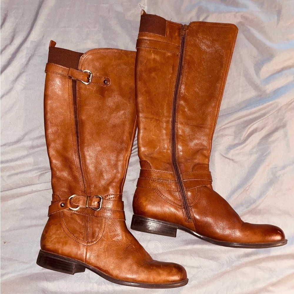 Gorgeous tanned leather knee high boots
